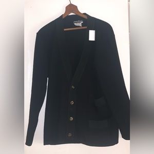 Vintage Salvatore Ferragamo Black Wool Cardigan Sweater